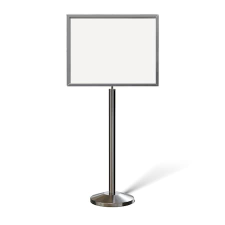 Montour Line Sign Frame Floor Standing 22 x 28 in. H Satin S.S., LINE FORMS HERE FS200-2228-H-SS-LINEFORMSHERE